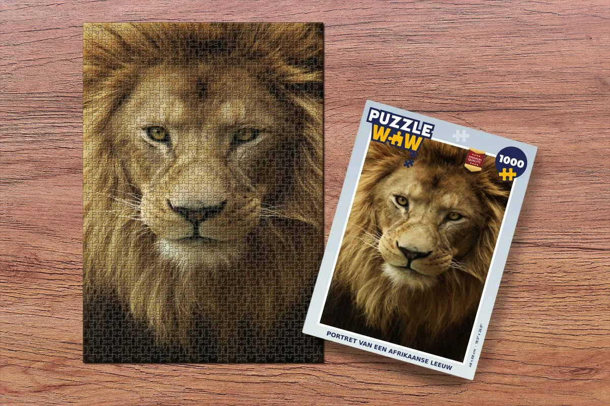 PuzzleWow Portret Afrika Leeuw Legpuzzel 1000 Stuks - Multicolor