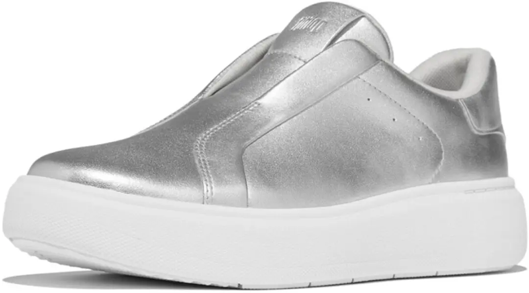 FitFlop FitFlop Rtg Leather Laceless Sneakers ZILVER - Maat 38