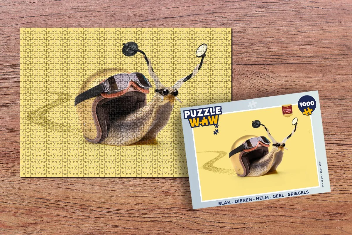PuzzleWow Slak Dieren Helm Spiegel Legpuzzel 1000 Stuks - Multicolor