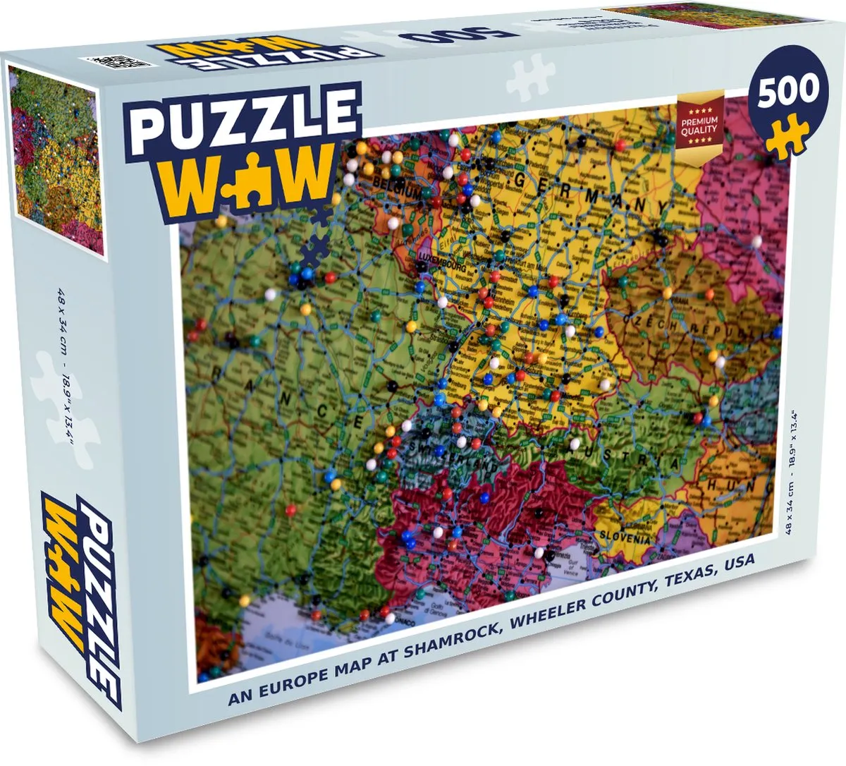 PuzzleWow Europa Pinpuzzel 500 Stuks - Multicolor