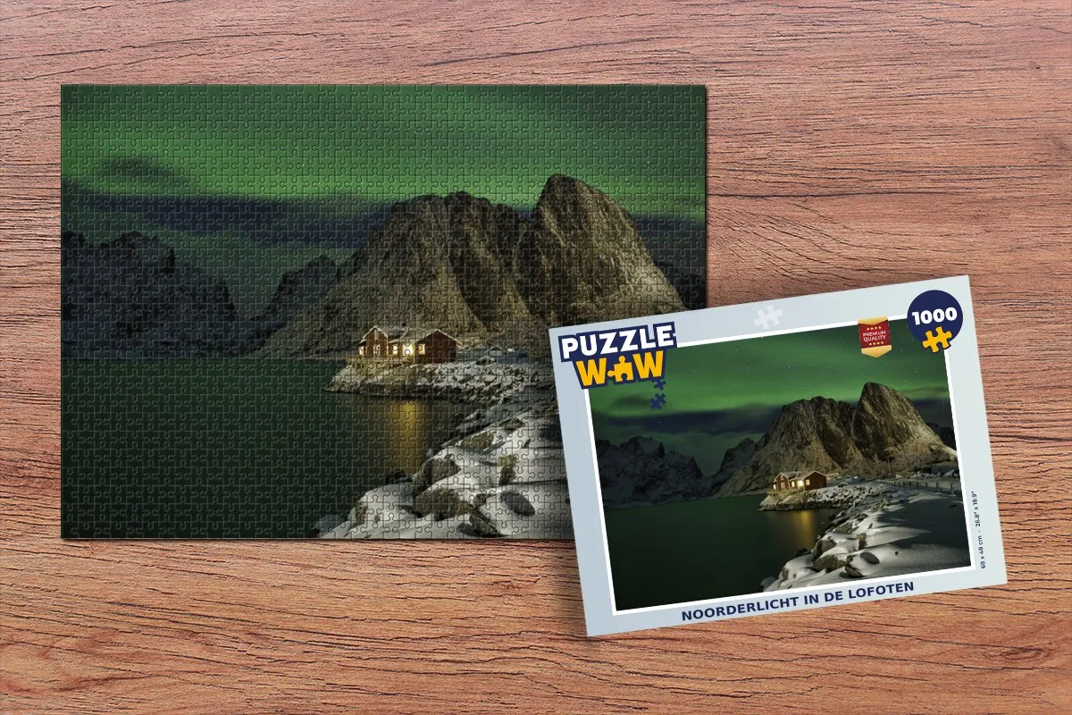 PuzzleWow Noorderlicht in de Lofoten Legpuzzel 1000 Stuks - Multicolor