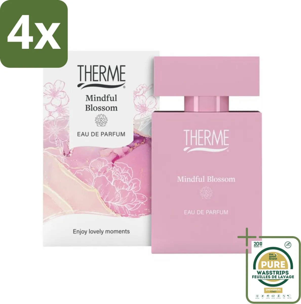 Therme - Mindful Blossom - Eau de Parfum - Verfrissend - 30ml - Voordeelverpakking - 4 stuks - Pioenroos - Wellness
