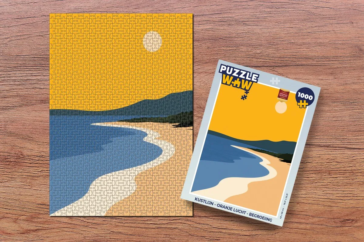 PuzzleWow Kustlijn Legpuzzel 1000 Stukjes - Oranje lucht