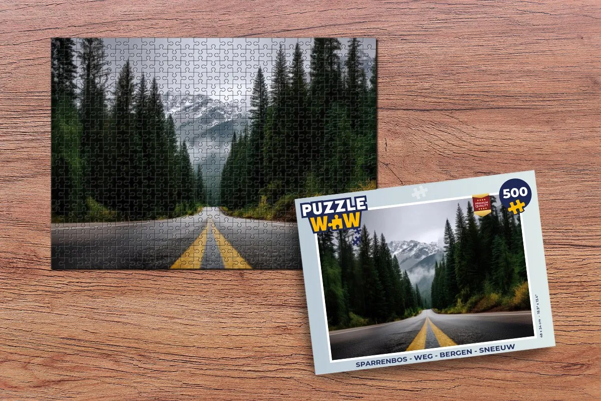 PuzzleWow Sparrenbos Weg Bergen Legpuzzel 500 Stuks