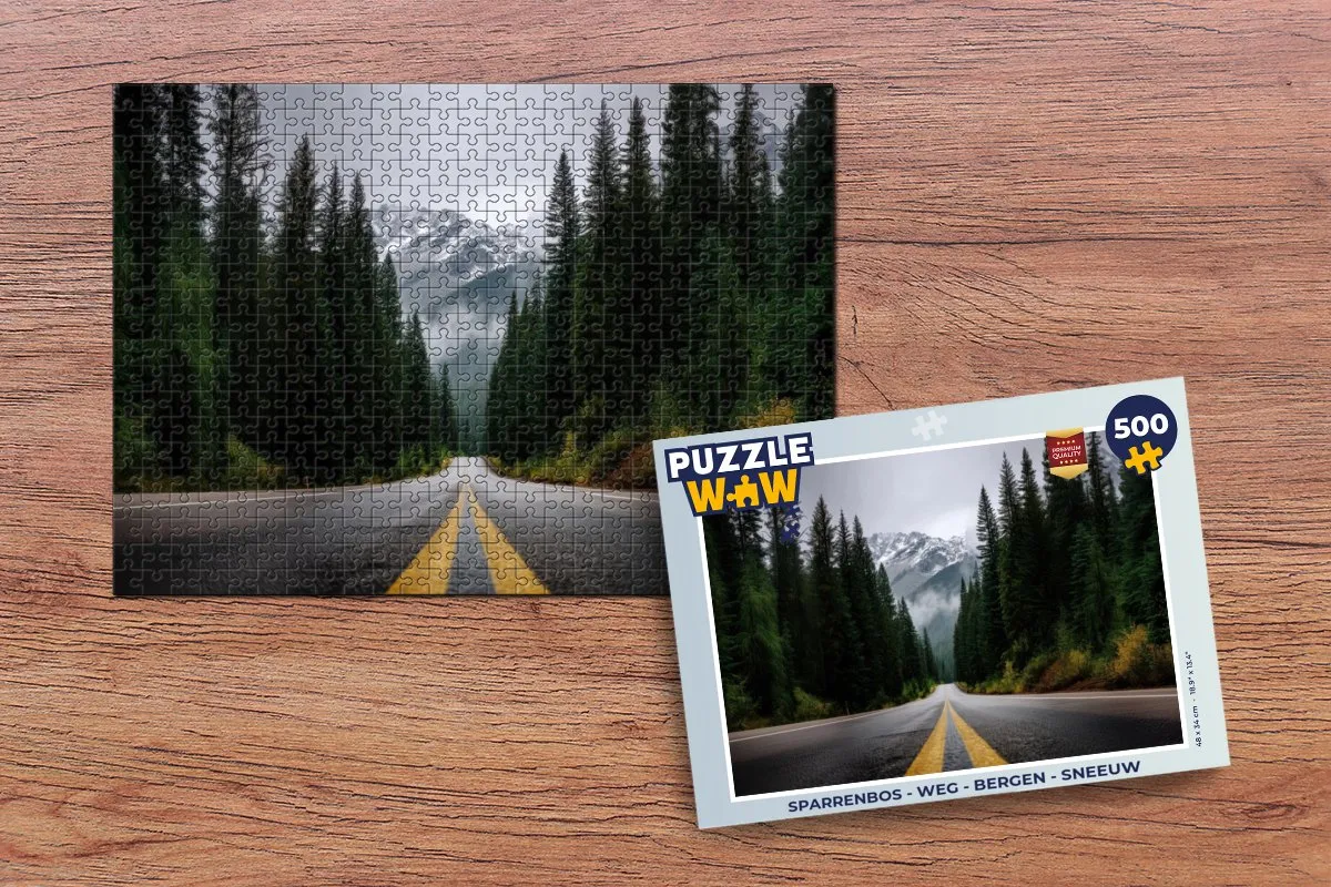 PuzzleWow Sparrenbos Weg Bergen Legpuzzel 500 Stuks