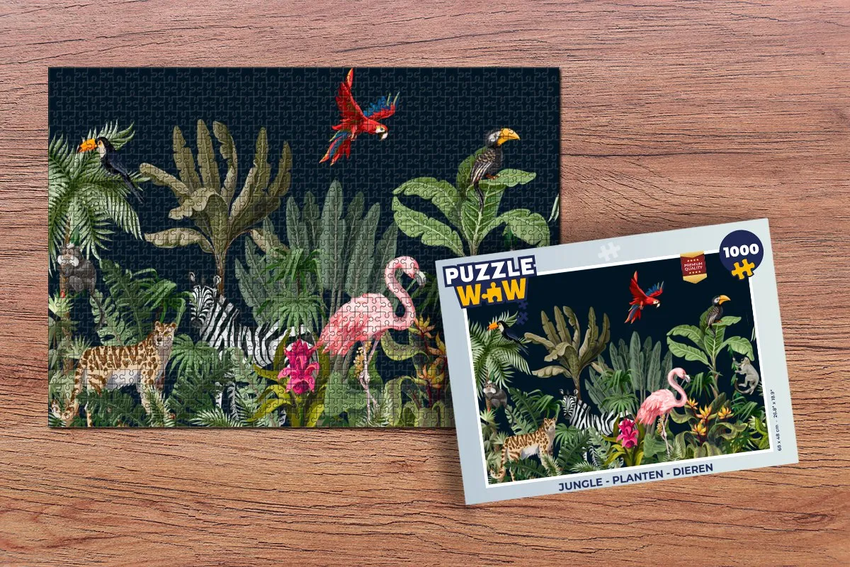 PuzzleWow Jungle Dieren & Planten Legpuzzel 1000 Stuks - Multicolor