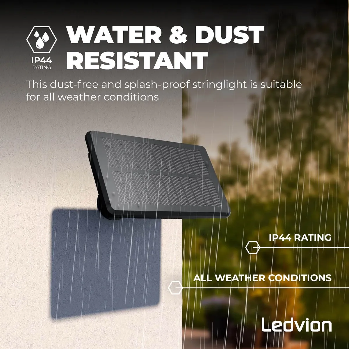 LEDVION Solar Lichtsnoer 5.5M 50 LED IP44 - Warm wit - afbeelding 4 van 6