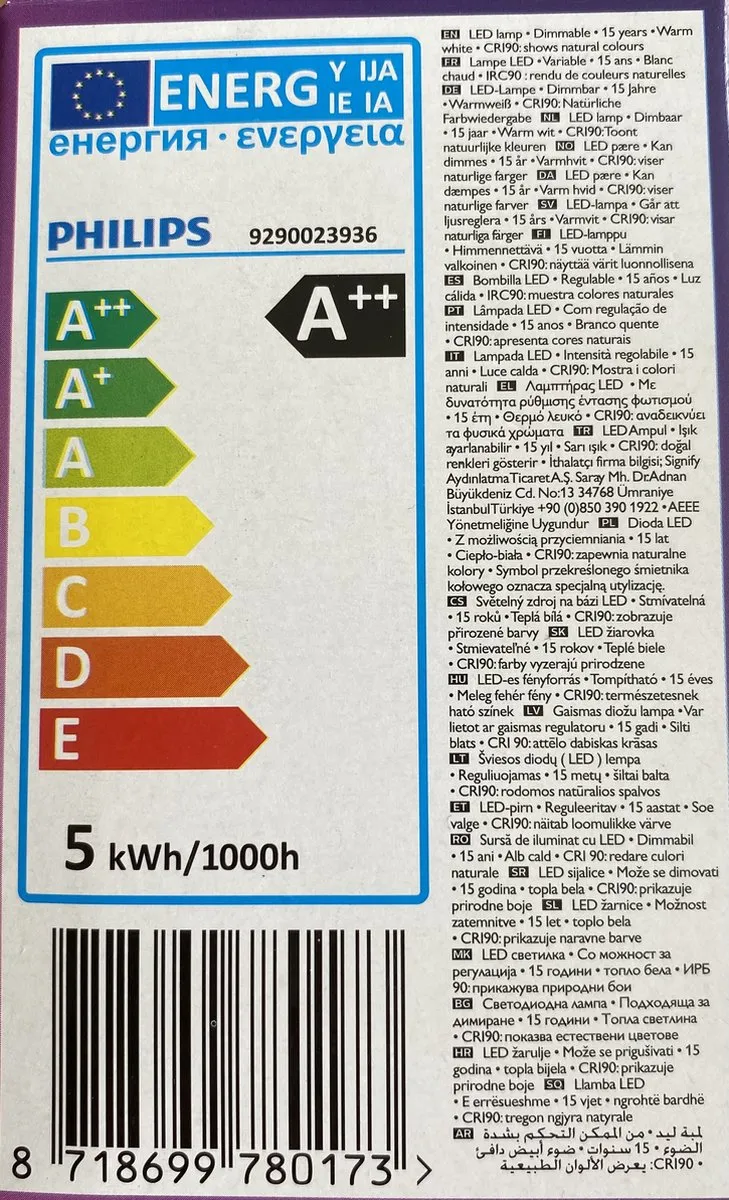 Philips LED C4 P45 4.5W E14 Warm Wit