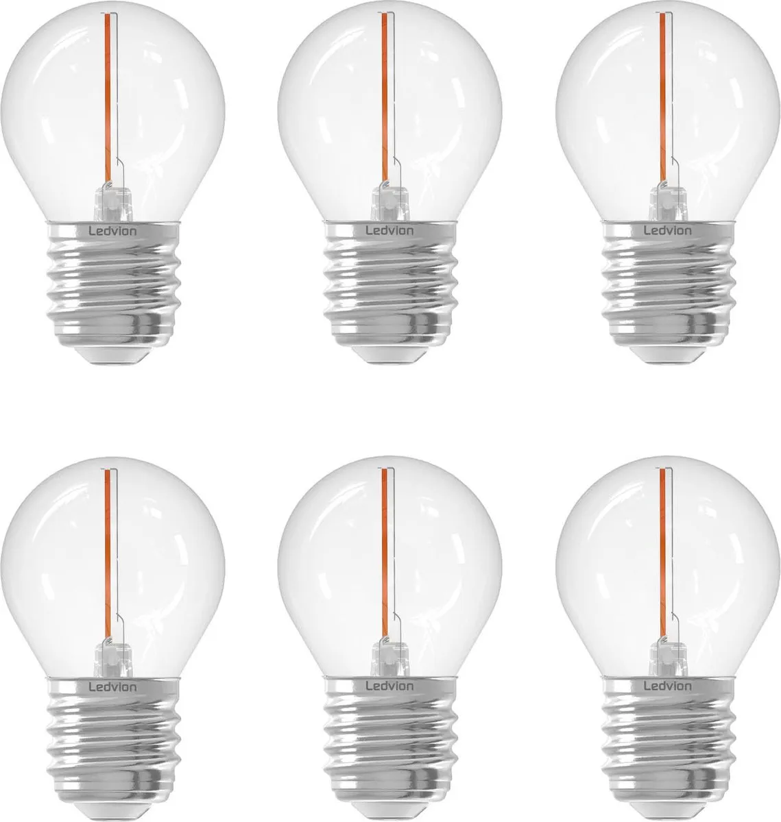 LEDVION 6x E27 LED Lamp Helder 1W 2100K