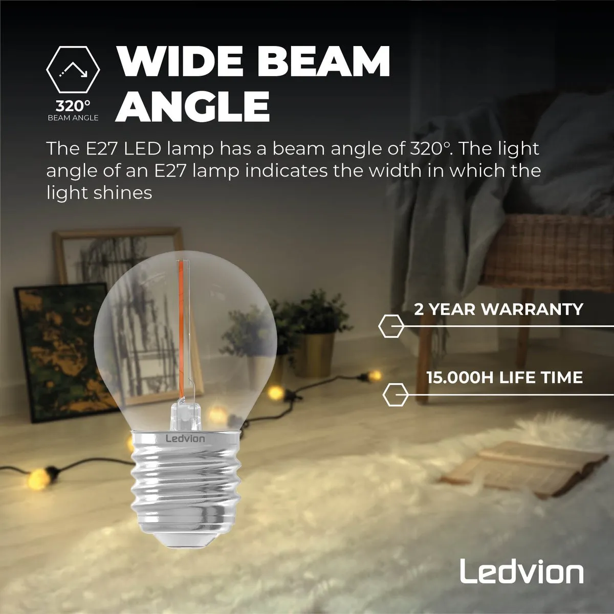 LEDVION 6x E27 LED Lamp Helder 1W 2100K
