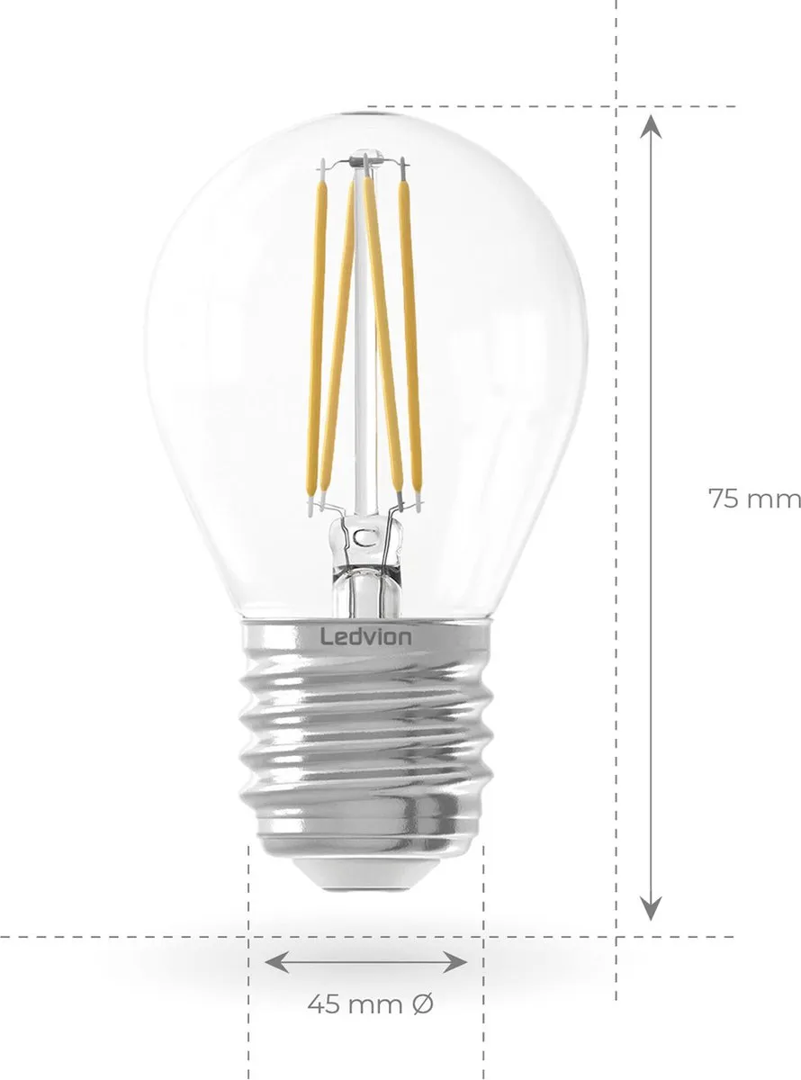 LEDVION 6x E27 LED Lamp Helder 1W 2100K