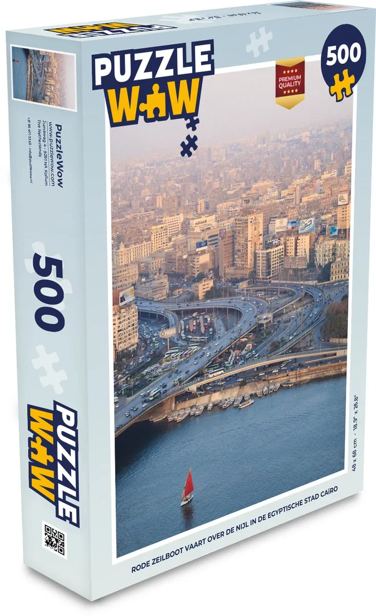 PuzzleWow Legpuzzel Rode zeilboot Nijl Caïro 500 Stuks
