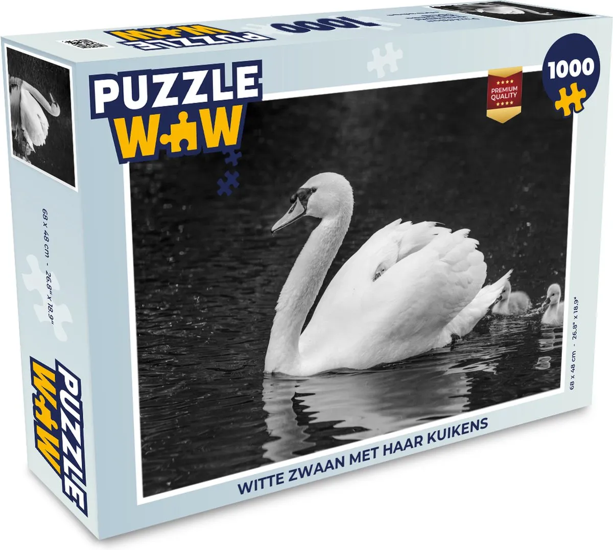PuzzleWow Witte Zwaan met Kuikens Legpuzzel 1000 Stuks - Multicolor