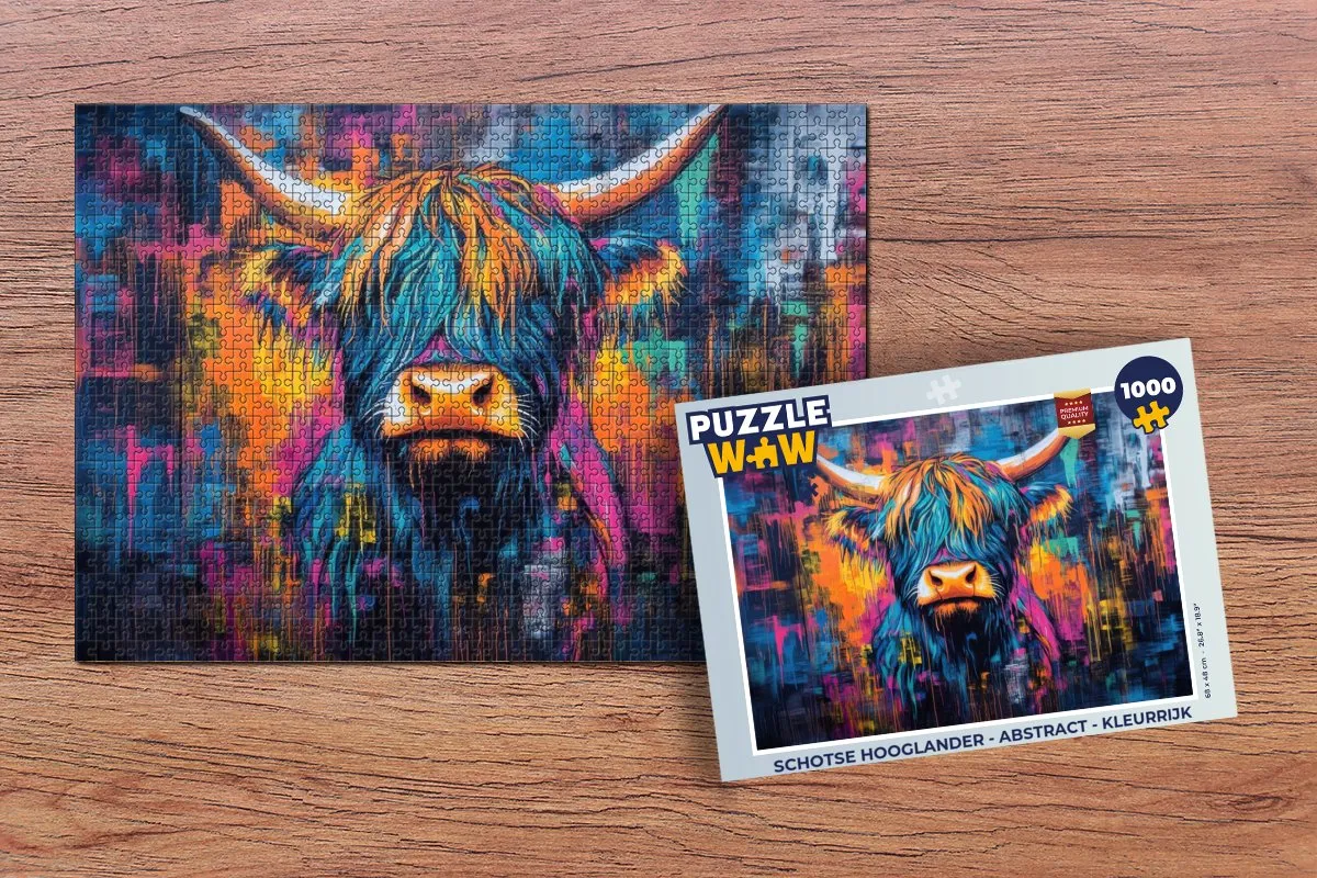 PuzzleWow Schotse Hooglander Abstract Legpuzzel 1000 Stuks