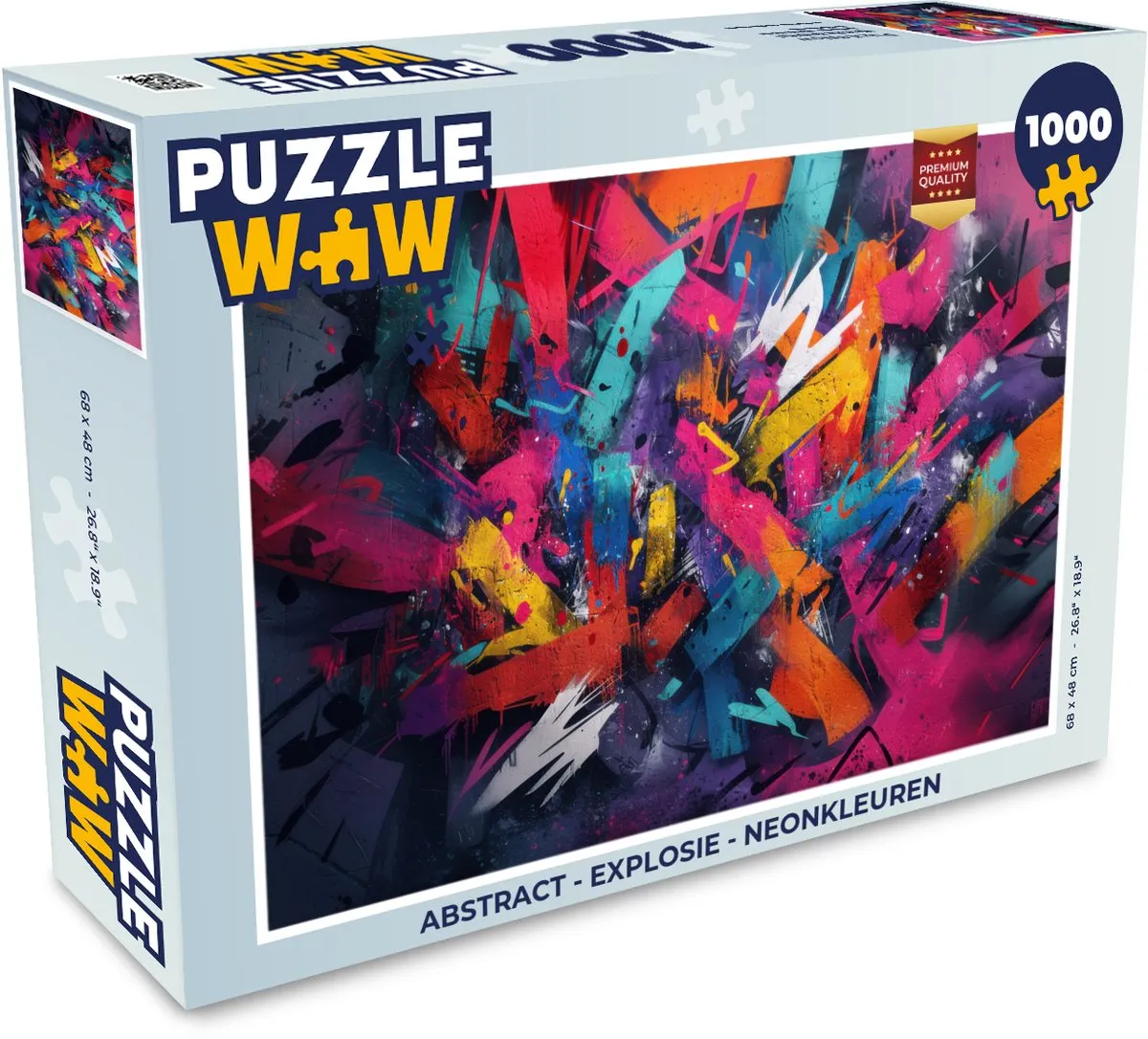 PuzzleWow Abstract Explosie Legpuzzel 1000 Stuks - Neonkleuren