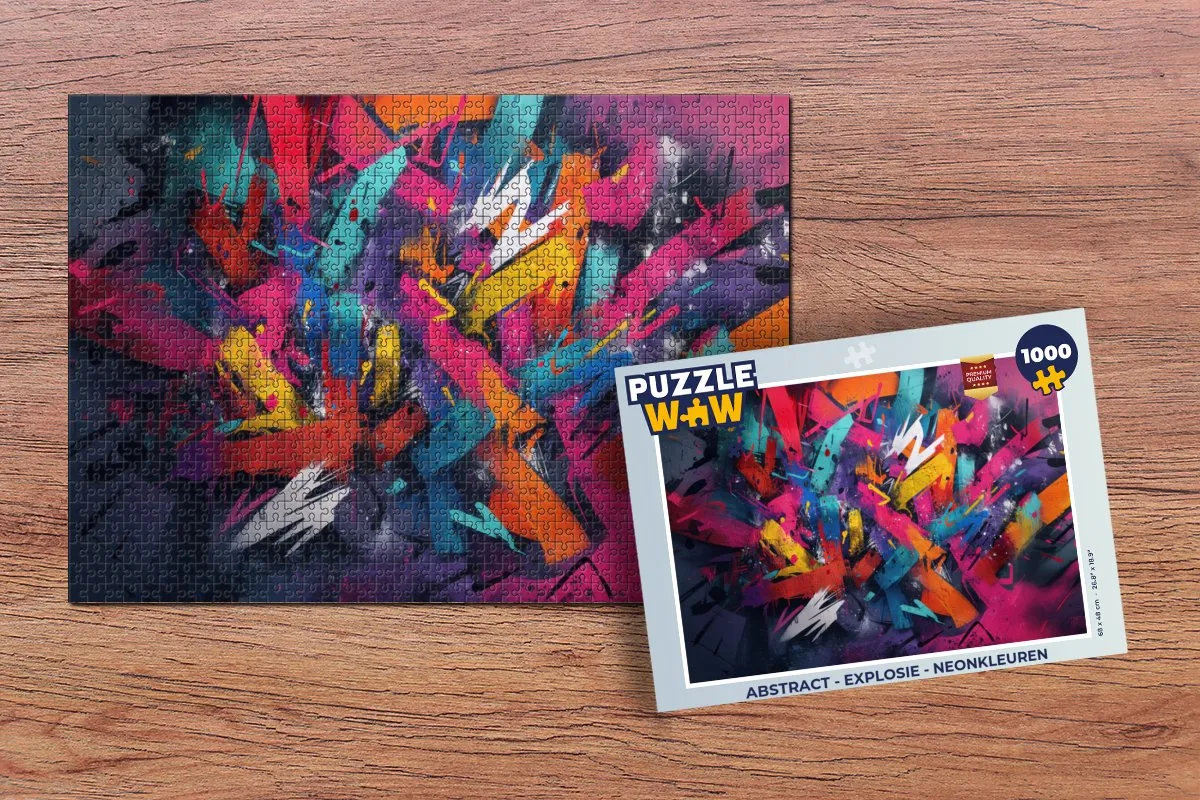 PuzzleWow Abstract Explosie Legpuzzel 1000 Stuks - Neonkleuren