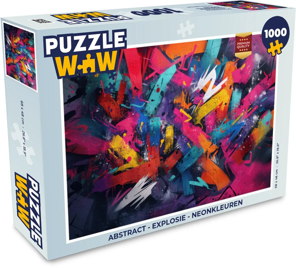PuzzleWow Abstract Explosie Legpuzzel 1000 Stuks - Neonkleuren