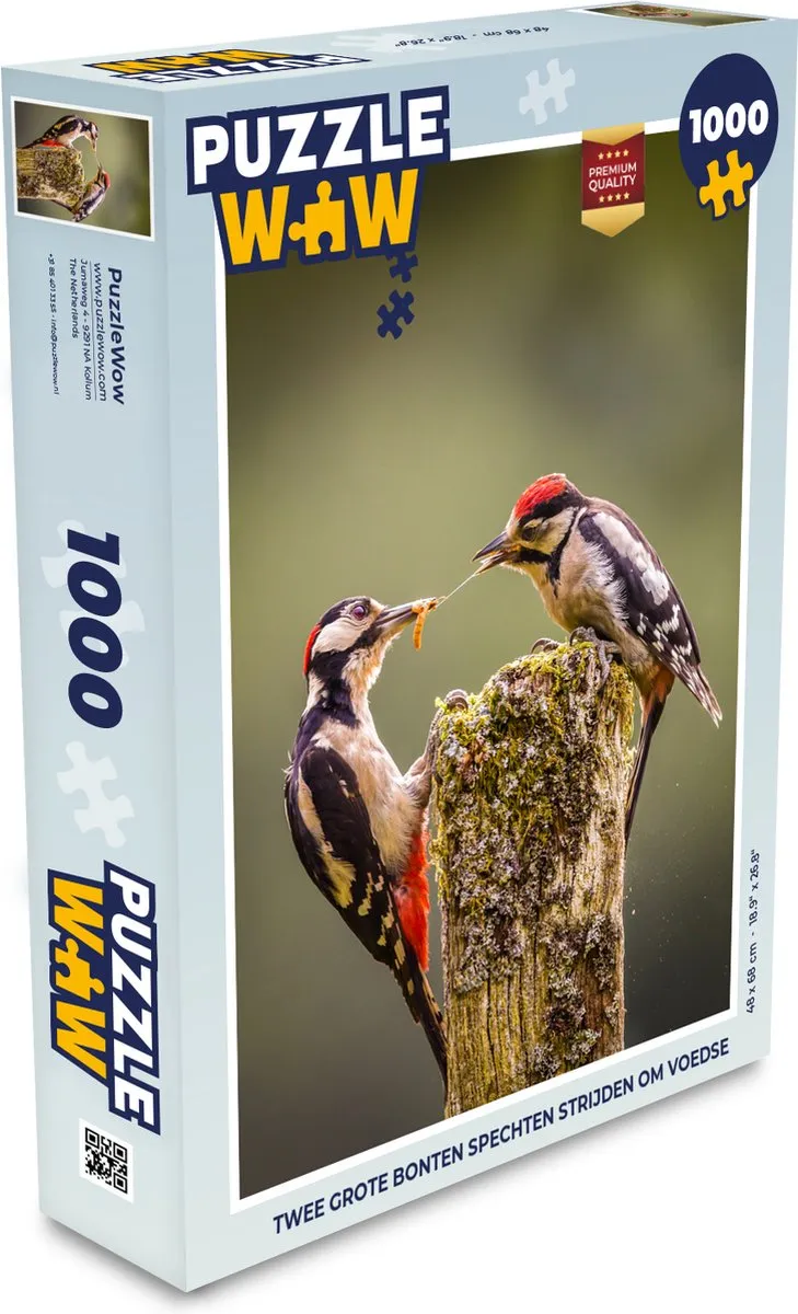 PuzzleWow Legpuzzel Spechten Voedselstrijd 1000 Stuks - Multicolor