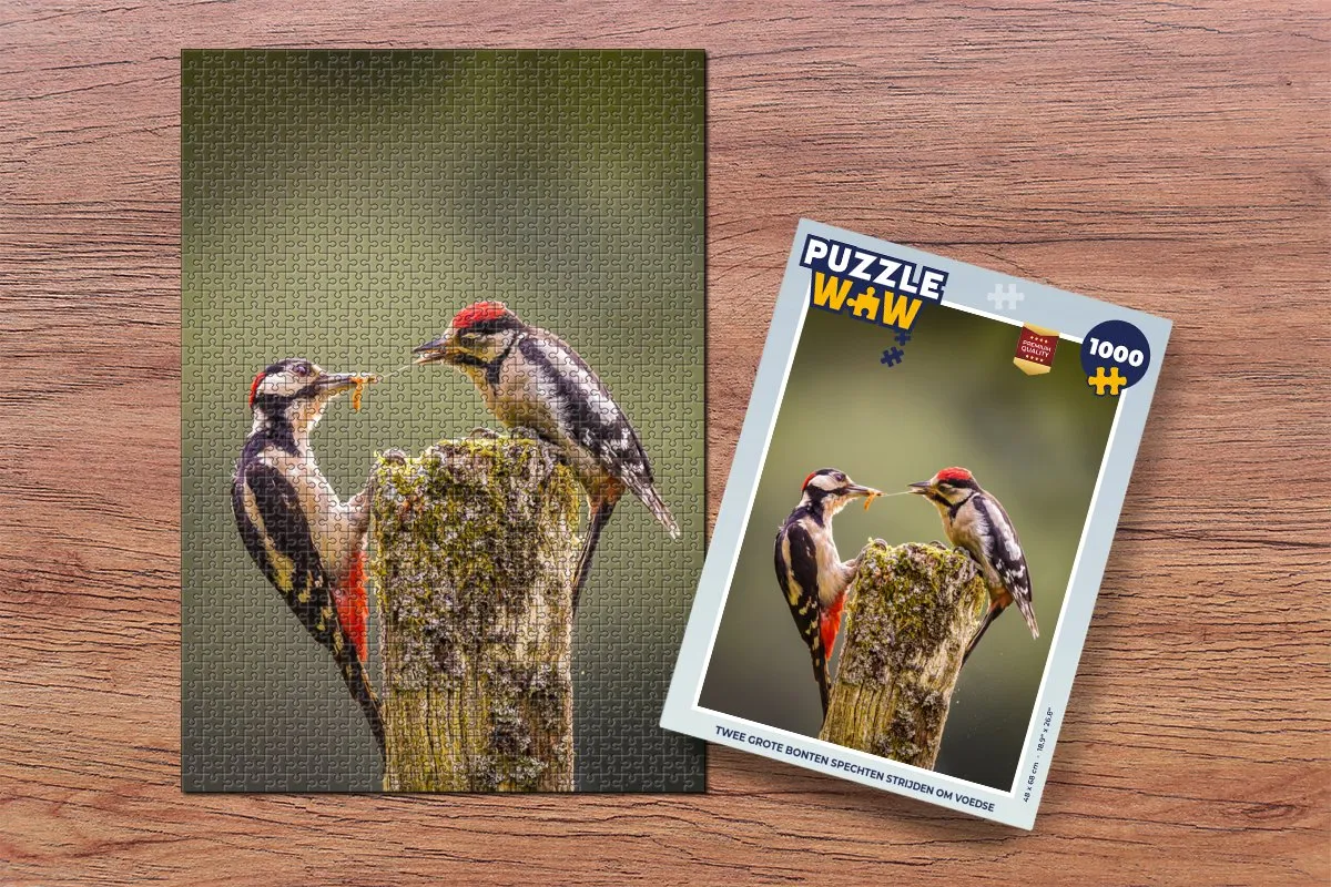 PuzzleWow Legpuzzel Spechten Voedselstrijd 1000 Stuks - Multicolor