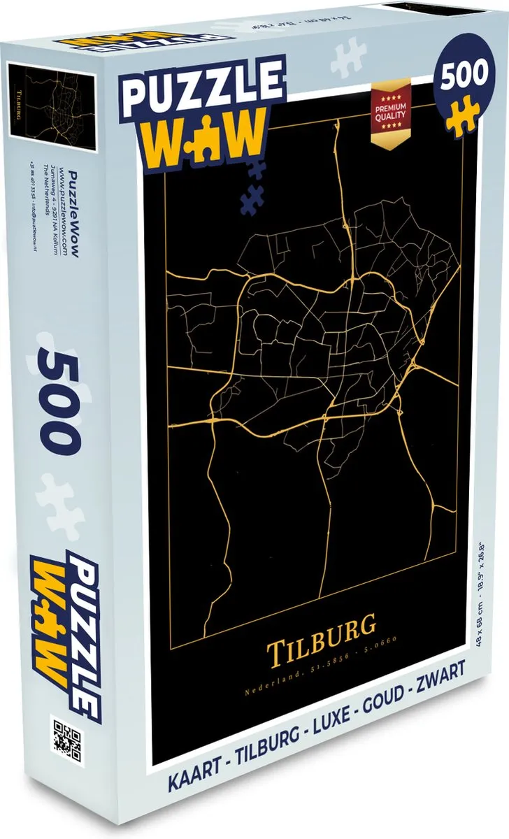 PuzzleWow Tilburg Puzzel 500 Stuks - Goud/Zwart