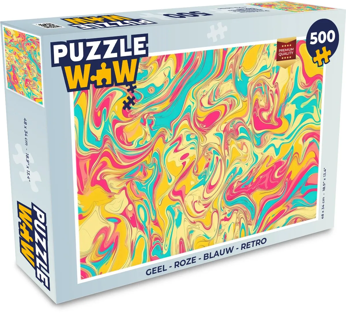 PuzzleWow Retro Legpuzzel 500 Stuks - Abstract Rood/Blauw