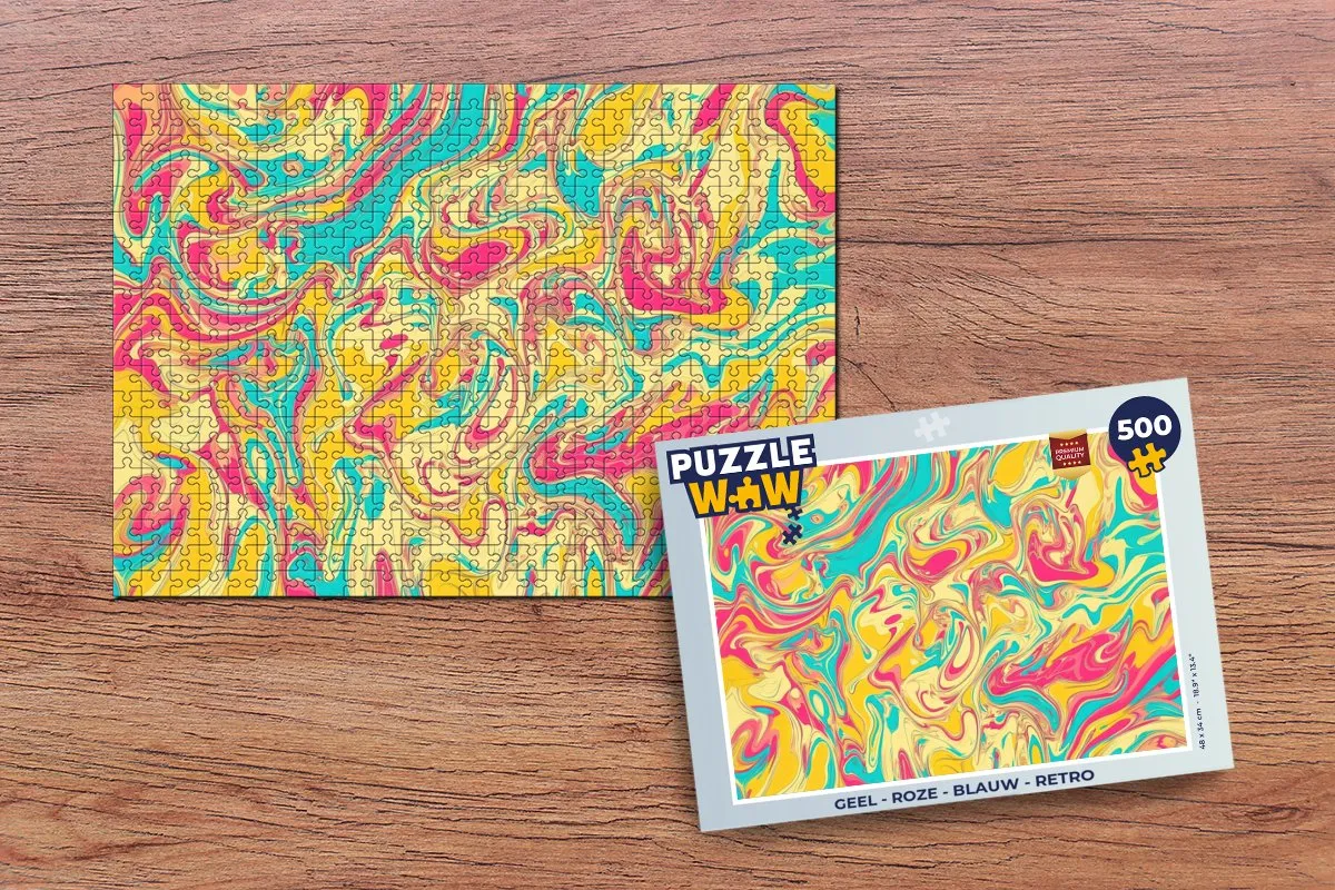 PuzzleWow Retro Legpuzzel 500 Stuks - Abstract Rood/Blauw