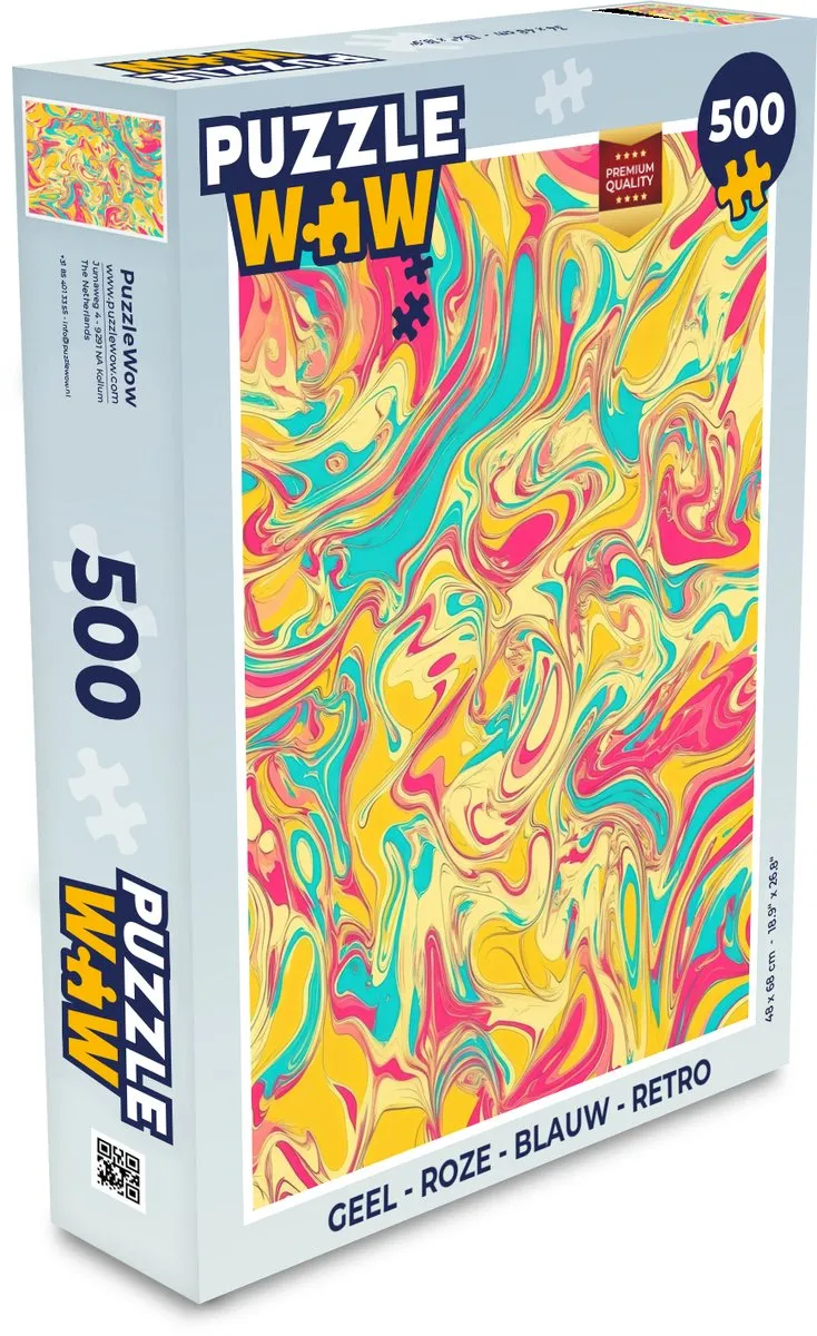 PuzzleWow Retro Legpuzzel 500 Stuks - Abstract Rood/Blauw