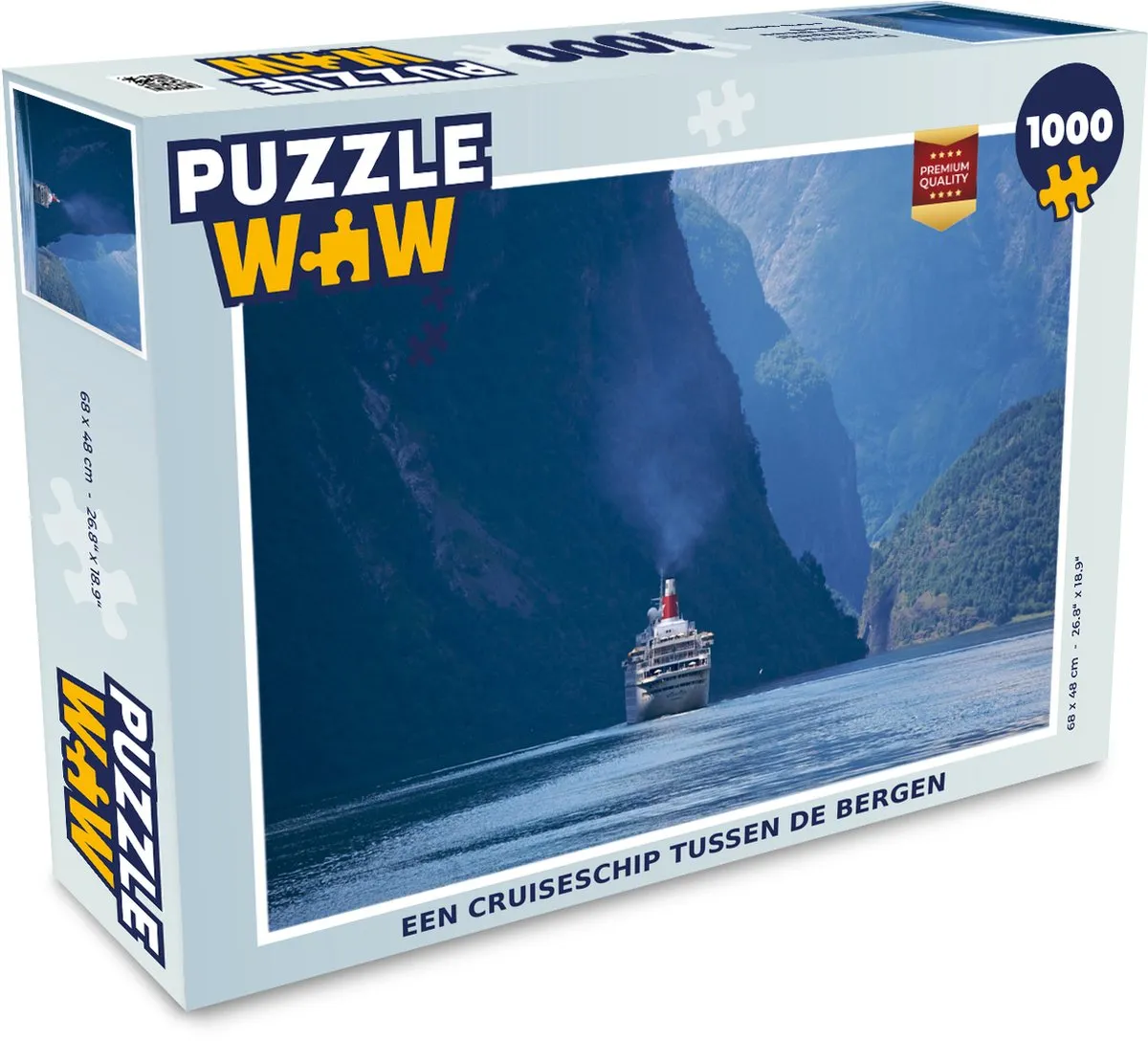 PuzzleWow Legpuzzel Cruiseschip tussen de bergen 1000 Stuks - Multicolor