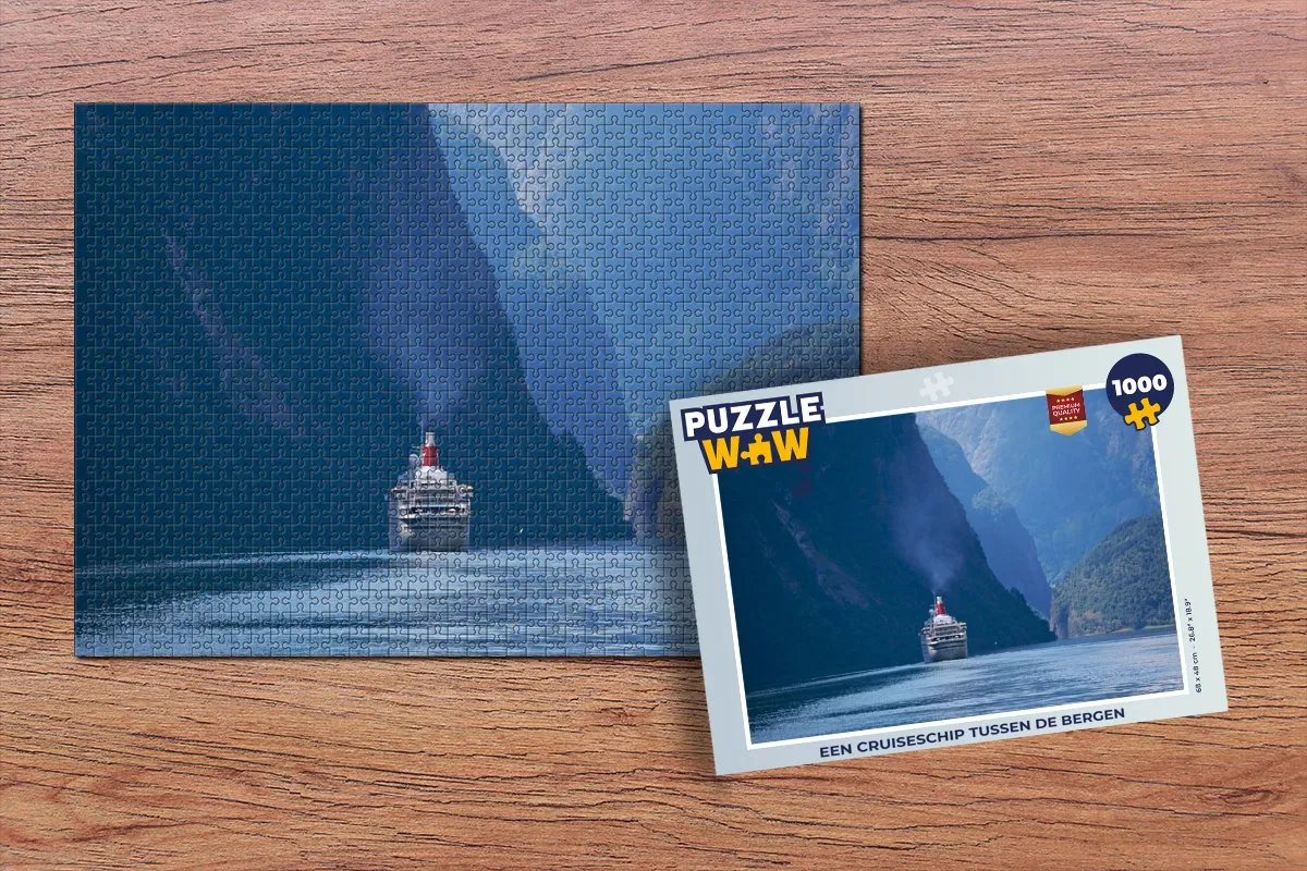 PuzzleWow Legpuzzel Cruiseschip tussen de bergen 1000 Stuks - Multicolor