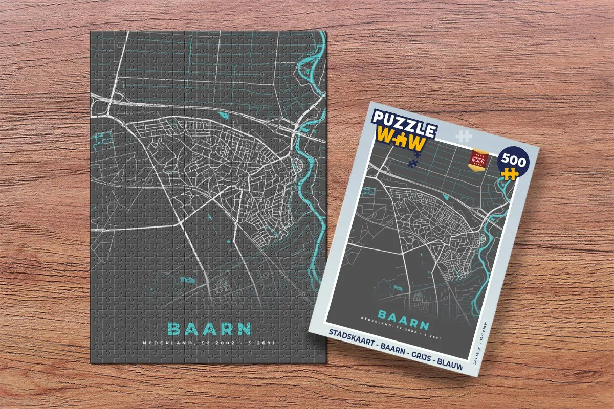 PuzzleWow Stadskaart Baarn Legpuzzel 500 Stuks - Multicolor
