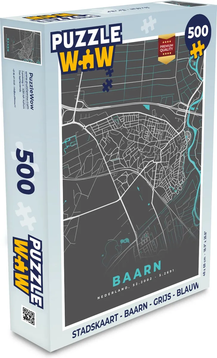 PuzzleWow Stadskaart Baarn Legpuzzel 500 Stuks