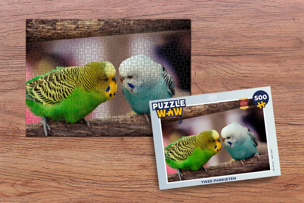 PuzzleWow Legpuzzel Twee Parkieten 500 Stuks - Multicolor