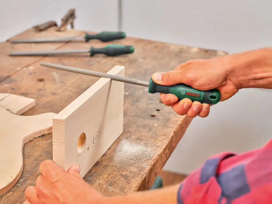 Bosch Set Houtvijlen 3-delig - Vlak/Halfrond/Rond - Zwart/Groen - afbeelding 4 van 6