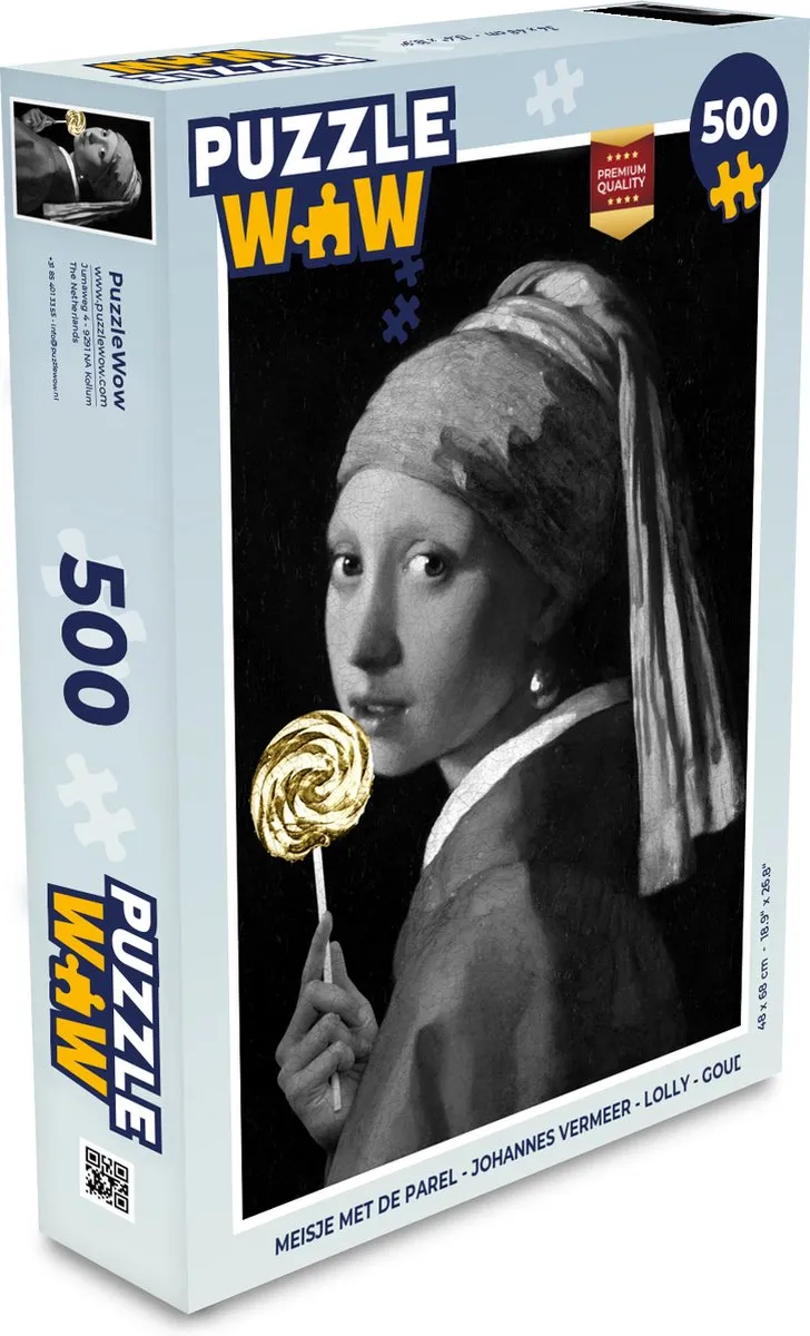 PuzzleWow Meisje met de parel Legpuzzel 500 Stuks