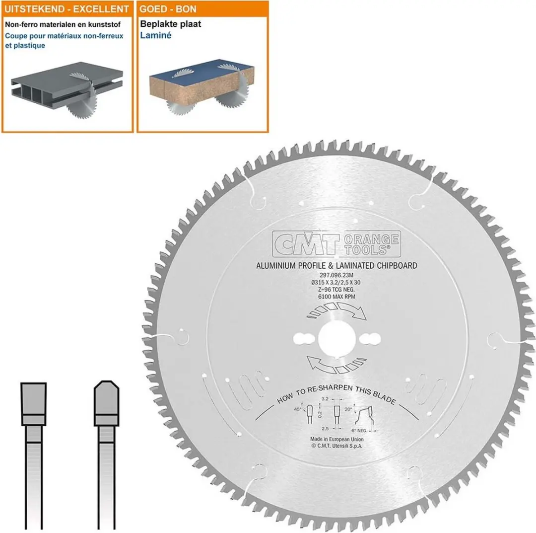 CMT Cirkelzaagblad HW 315x30x3,2 Z96 Aluminium/Composiet - afbeelding 3 van 3
