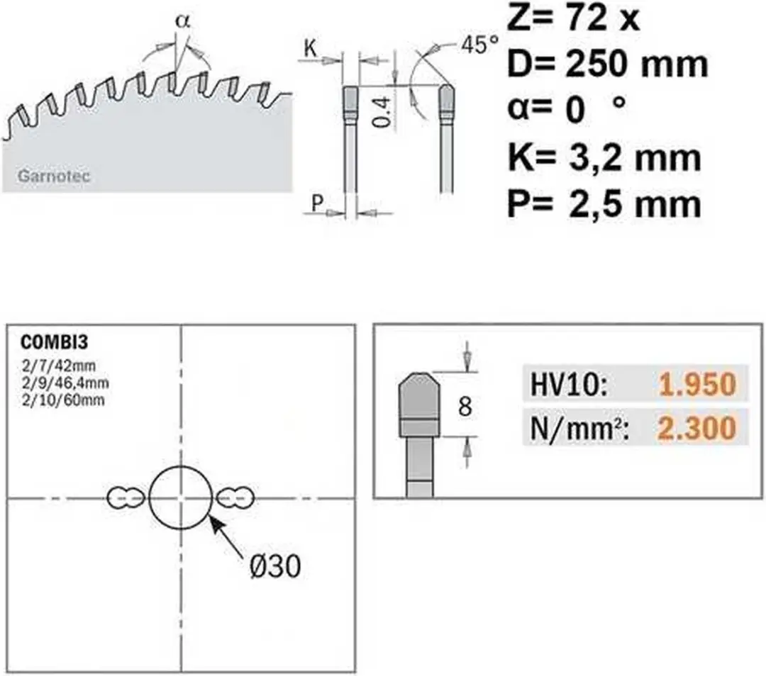 CMT HW Cirkelzaagblad 254mm - 72 Tanden - Hout - afbeelding 3 van 4