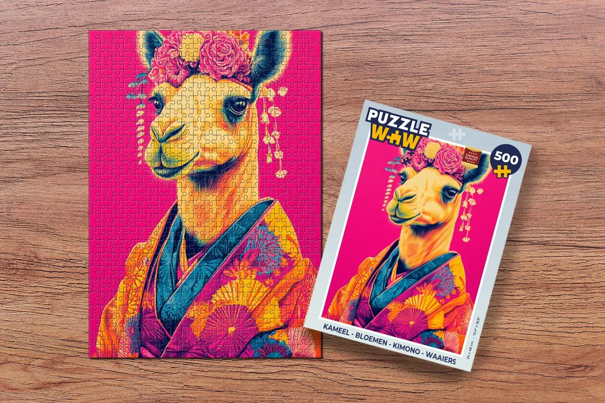 PuzzleWow Kimono Waaiers Legpuzzel 500 Stuks - Kameel