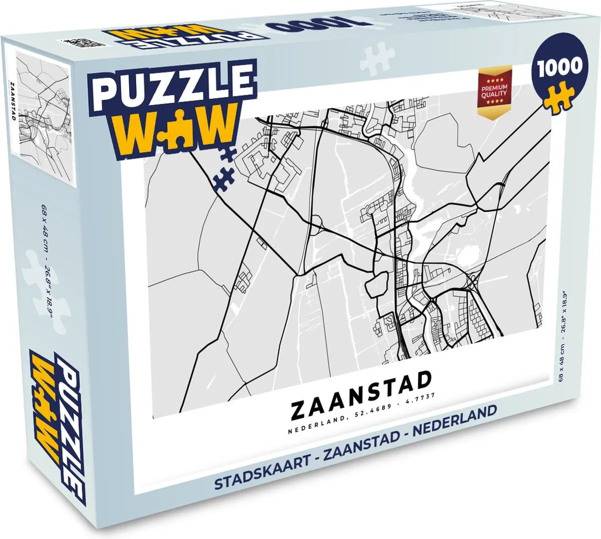 PuzzleWow Stadskaart Zaanstad Nederland Legpuzzel 1000 Stuks