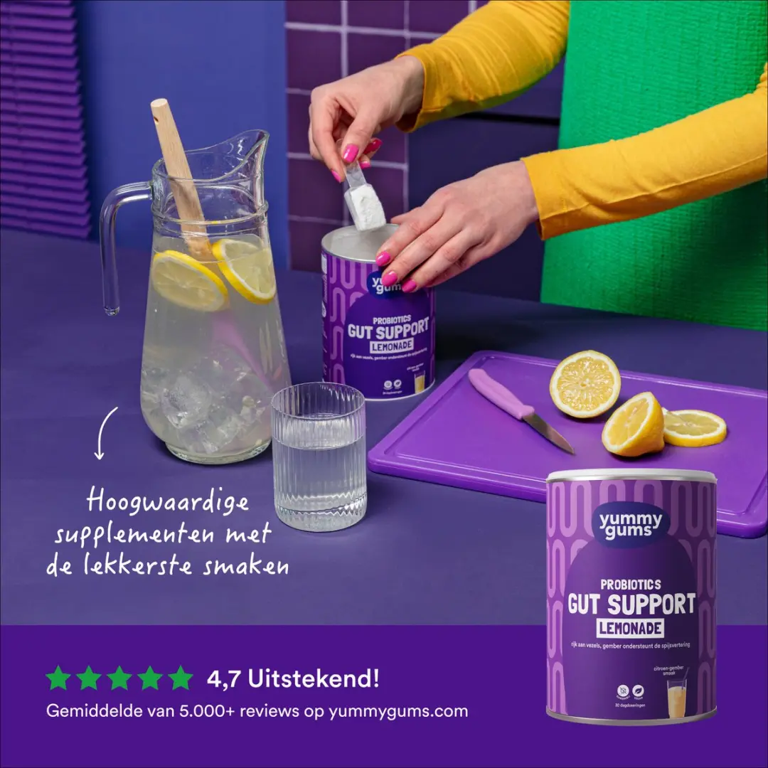Yummygums Gut Support Lemonade Oplosbaar Vezelsupplement 240g