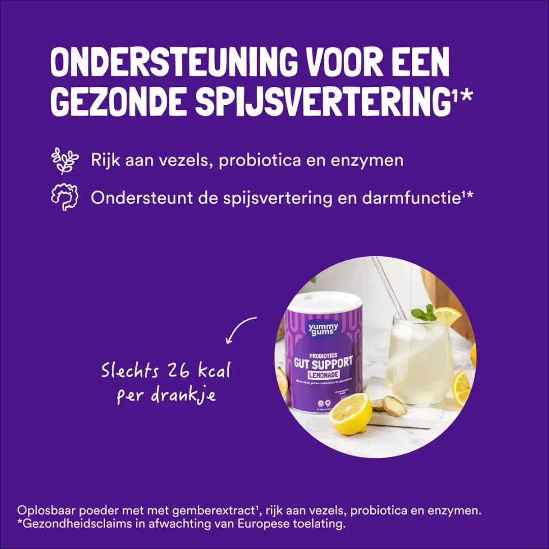 Yummygums Gut Support Lemonade Oplosbaar Vezelsupplement 240g