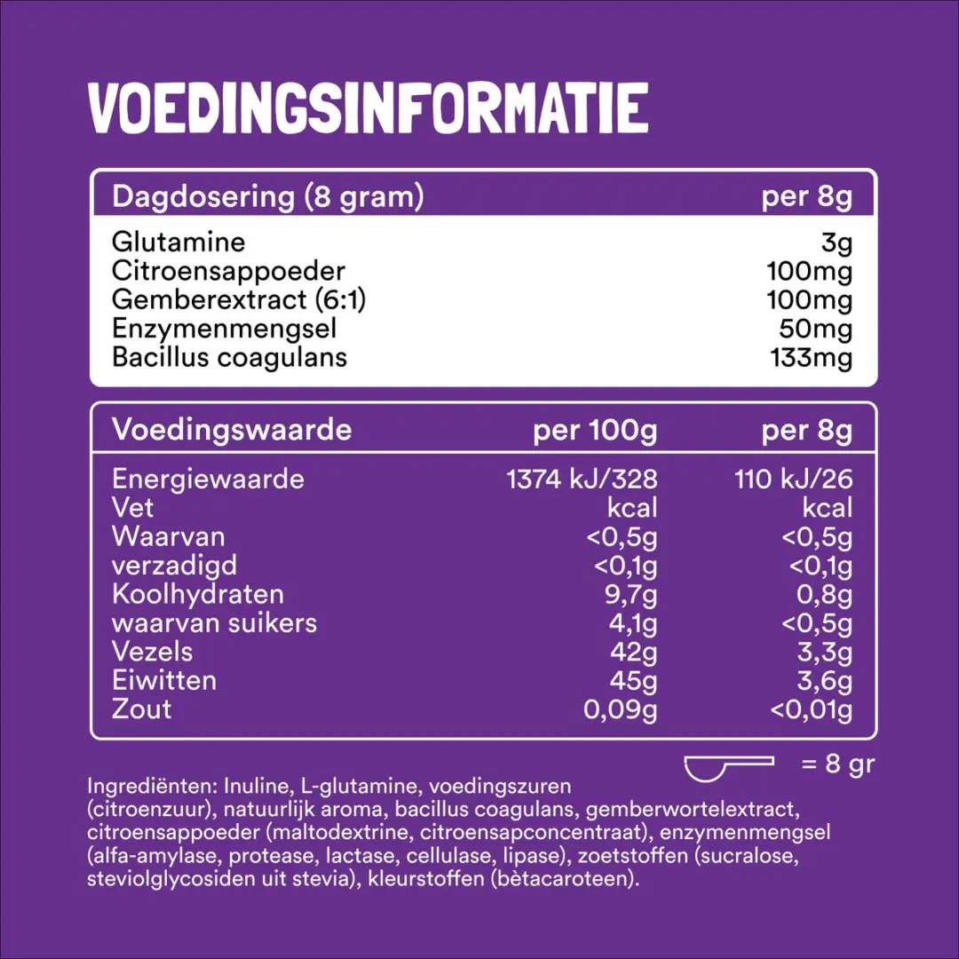 Yummygums Gut Support Lemonade Oplosbaar Vezelsupplement 240g