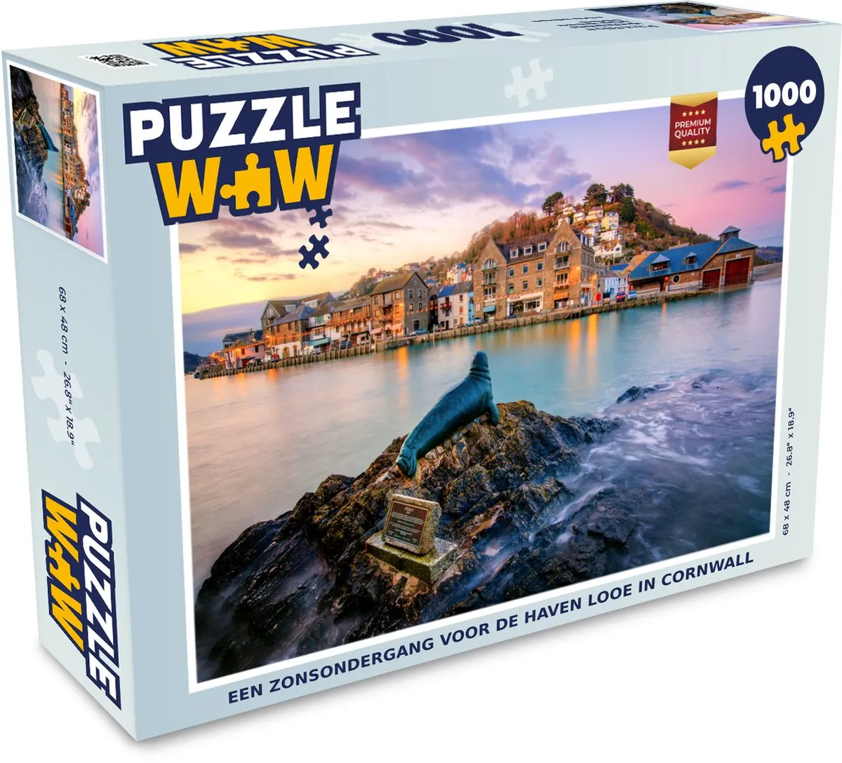 PuzzleWow Zonsondergang Looe Cornwall Legpuzzel 1000 Stuks - Multicolor