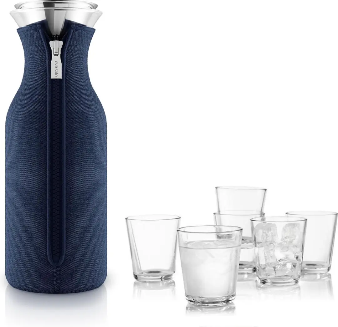 Set: Fridge karaf blauw van Eva Solo met 6 glazen