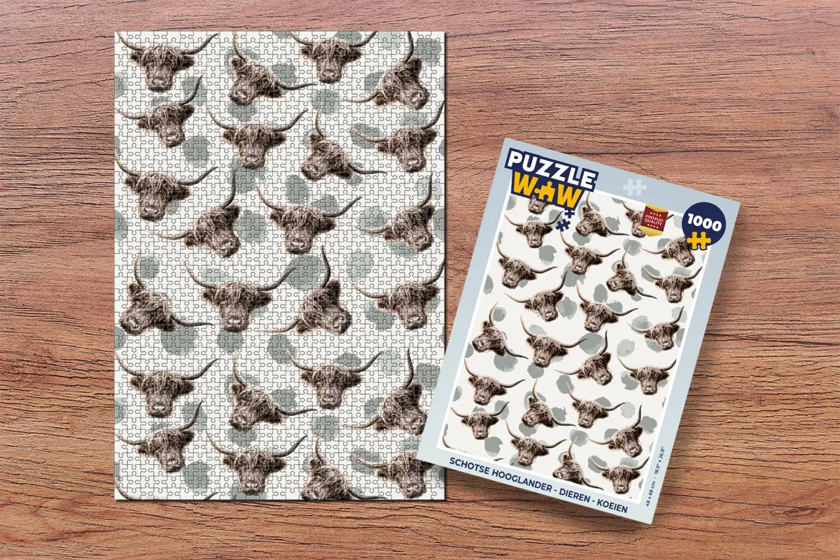 PuzzleWow Schotse Hooglander Legpuzzel 1000 Stuks - Multicolor