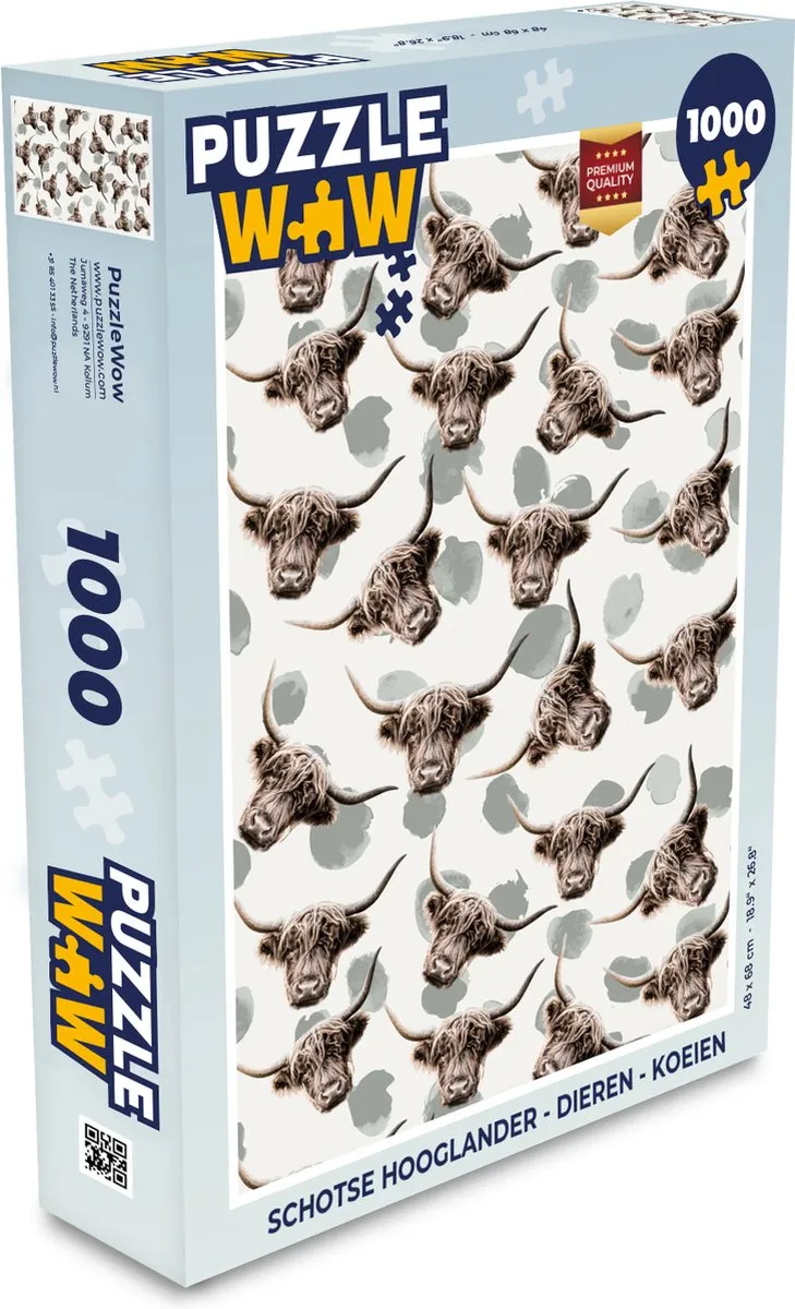 PuzzleWow Schotse Hooglander Legpuzzel 1000 Stuks - Multicolor