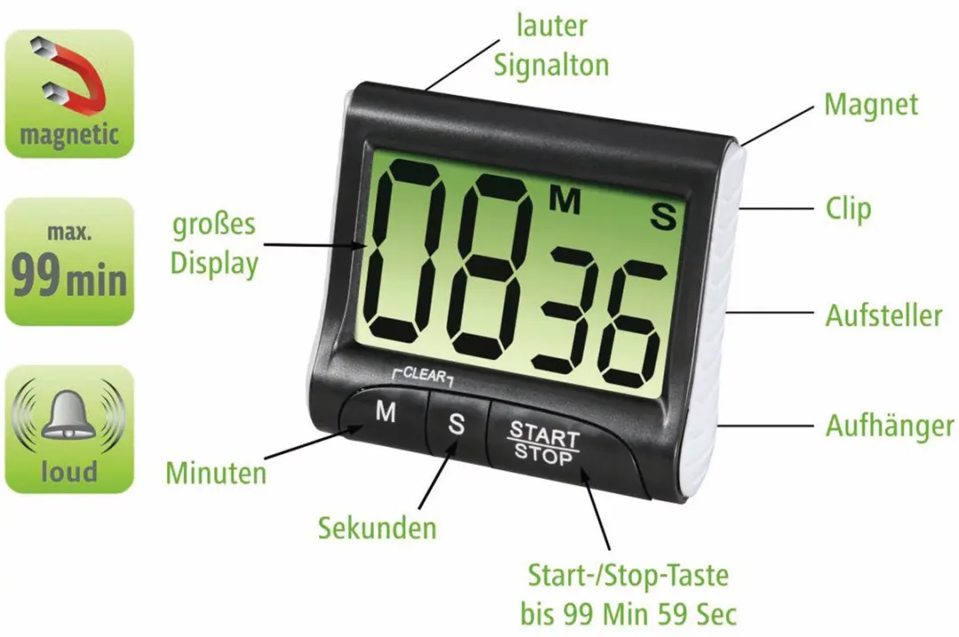 Xavax Countdown Timer - Zwart - afbeelding 5 van 6