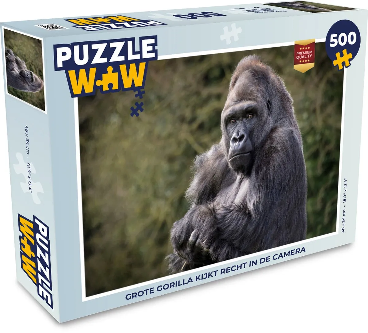 PuzzleWow Grote Gorilla Legpuzzel 500 Stuks - Multicolor