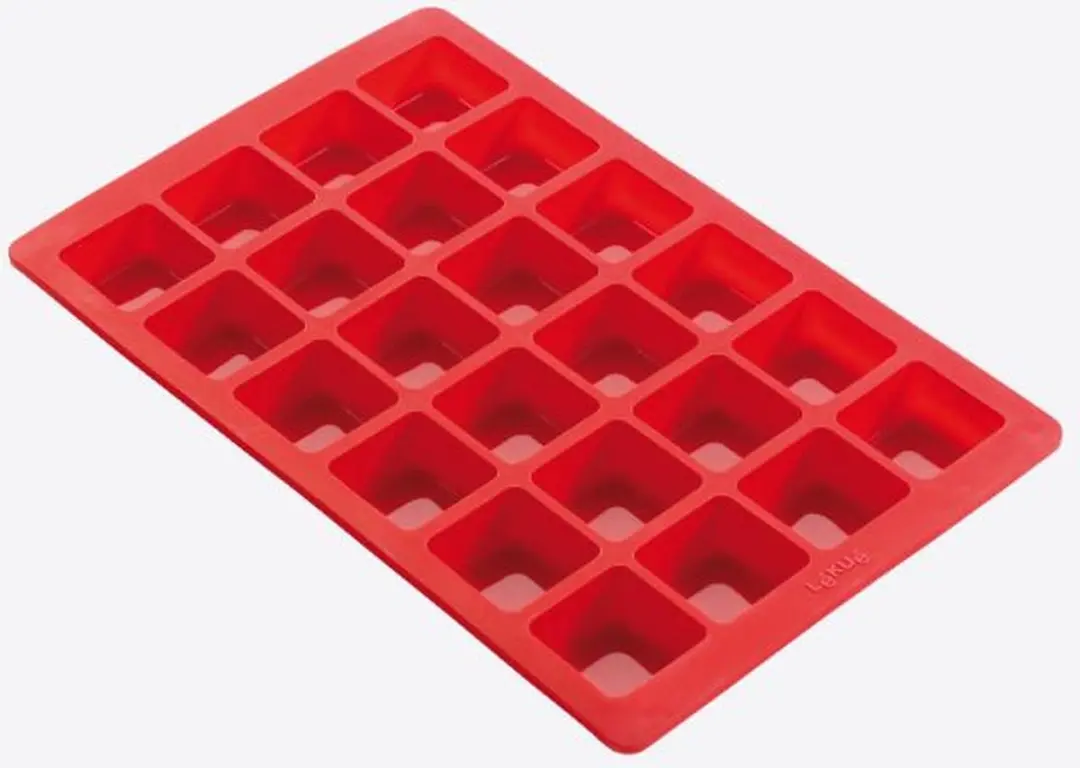 Lékué bakvorm uit silicone voor 24 mini brownies rood 29x18.6x2cm