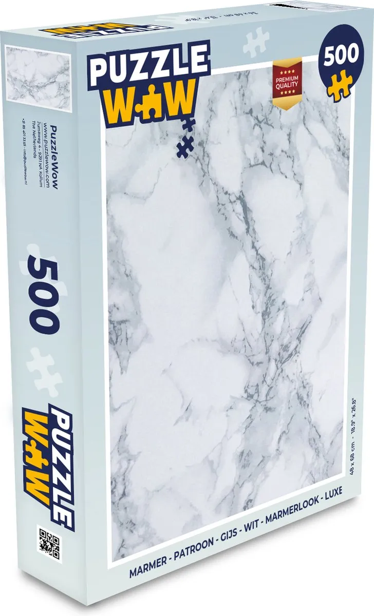 PuzzleWow Marmerlook Legpuzzel 500 Stuks - Multicolor