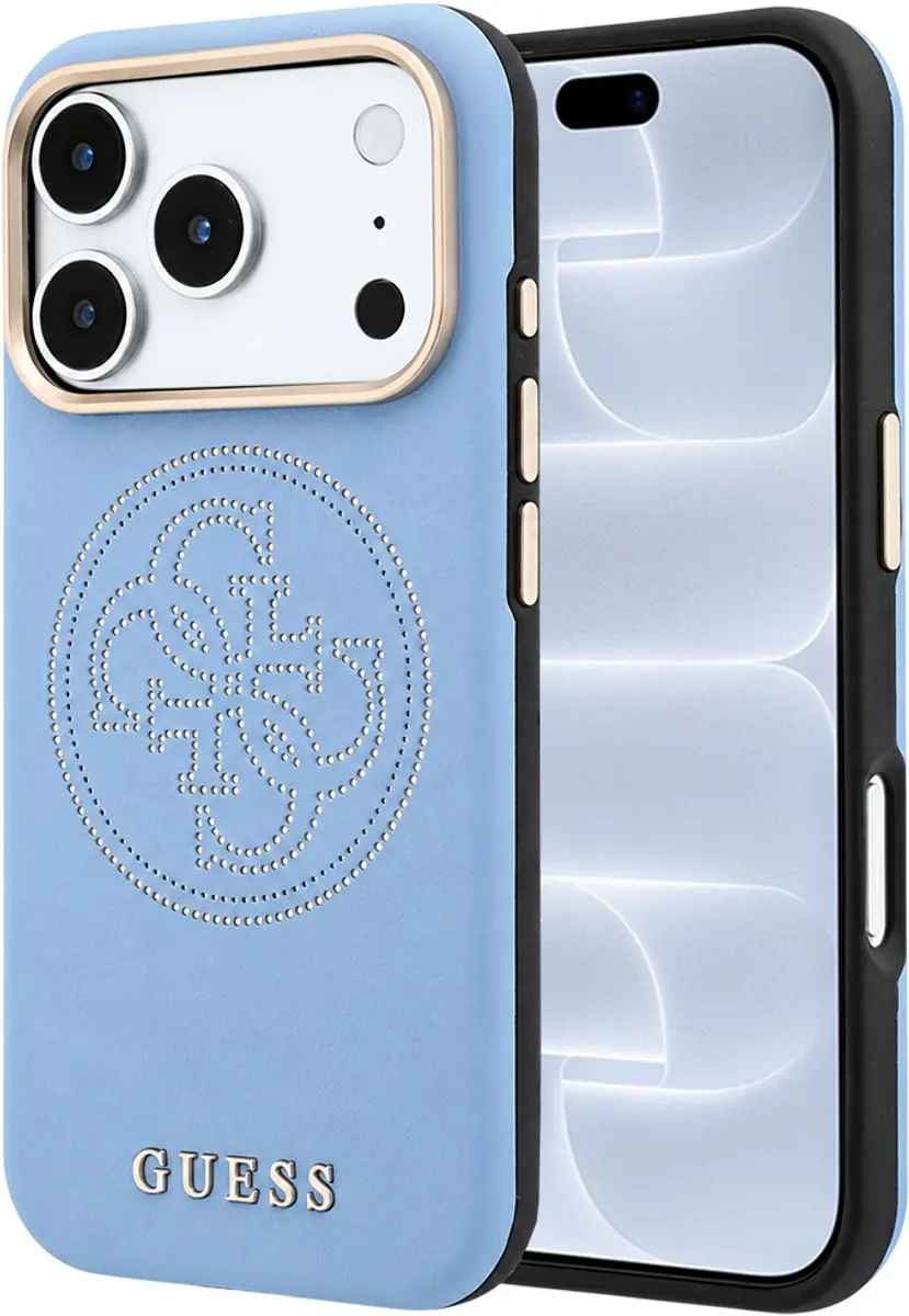 GUESS Leather Perforated iPhone Hoes Light Blue